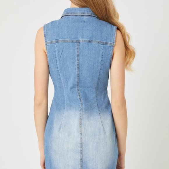 Button Down Sleeveless Denim Dress - Picture 7 of 11